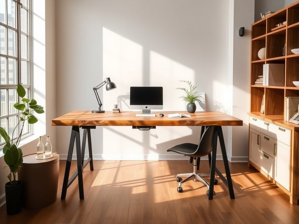 4 Điều Cần Biết Khi Chọn Bàn Làm Việc Gỗ Công Nghiệp 2 Modern Vietnamese office with wooden industrial desk