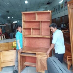 Bàn học liền kệ sách gỗ tự nhiên 2430