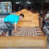 Giường ngủ gỗ gõ đỏ mẫu quạt MS 3097
