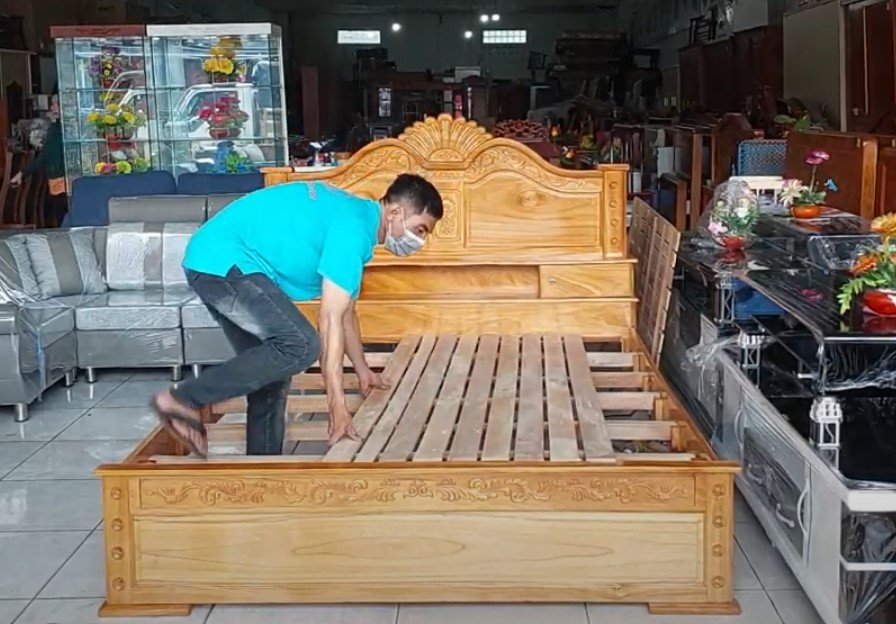 Giường ngủ gỗ gõ đỏ mẫu quạt MS 3097 1 Giường ngủ gỗ gõ đỏ mẫu quạt MS 3097