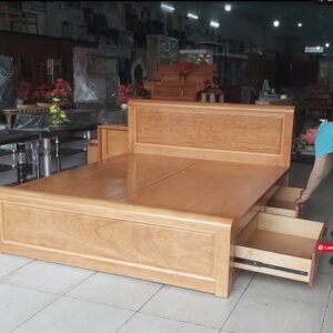 Giường ngủ gỗ tự nhiên có ngăn kéo MS 3467