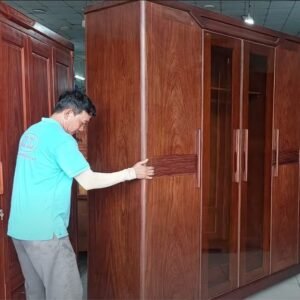 Tủ quần áo gỗ tự nhiên cánh kính MS 3117