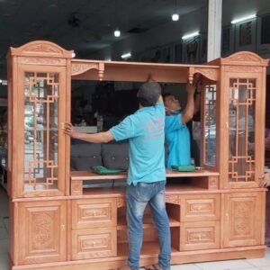 Tủ kệ tivi liền tủ rượu gỗ tự nhiên MS 2747