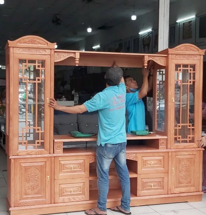 Tủ kệ tivi liền tủ rượu gỗ tự nhiên MS 2747