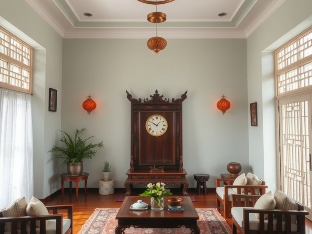 6 Mẹo Bảo Dưỡng Bàn Thờ Bền Đẹp Tại Nhà 2 Phòng khách Việt Nam với bàn thờ gỗ cổ điển