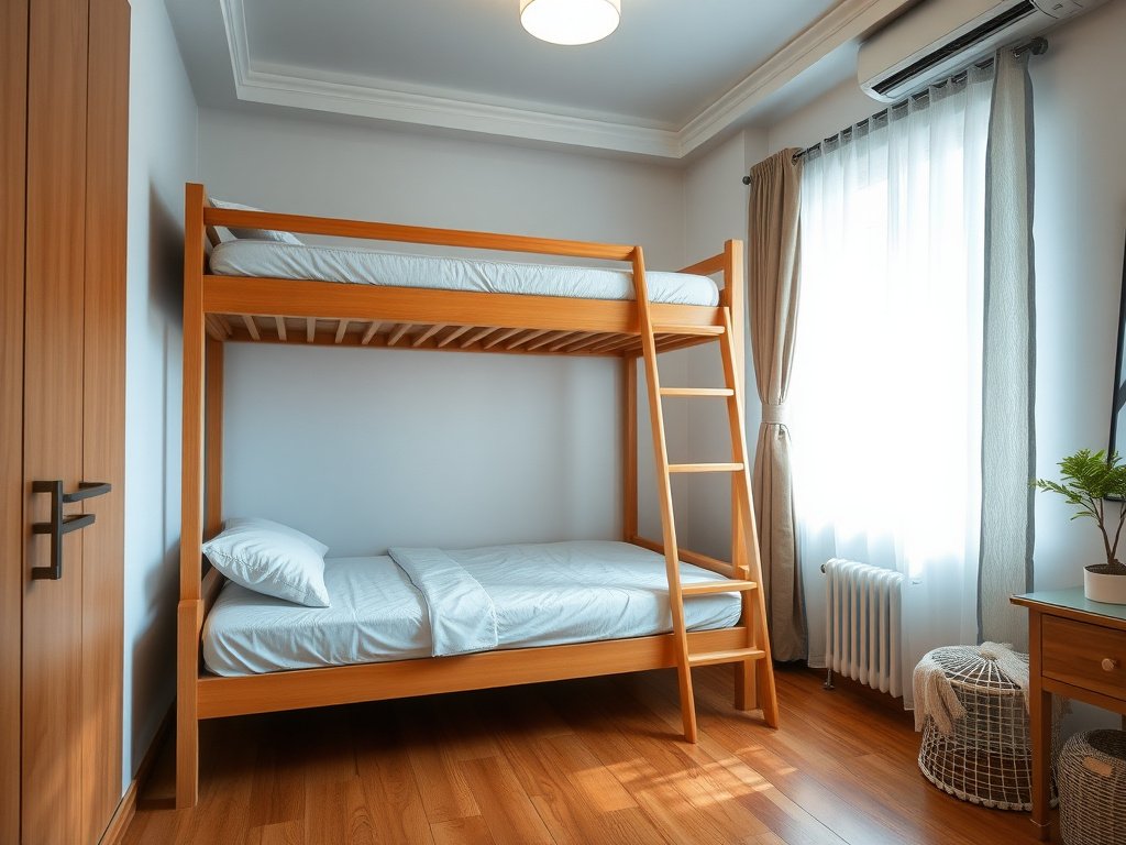 6 Bí Quyết Chọn Giường Tầng Giá Rẻ Mà Vẫn Bền Đẹp 2 Giường tầng tiết kiệm không gian trong phòng ngủ nhỏ ở Việt Nam
