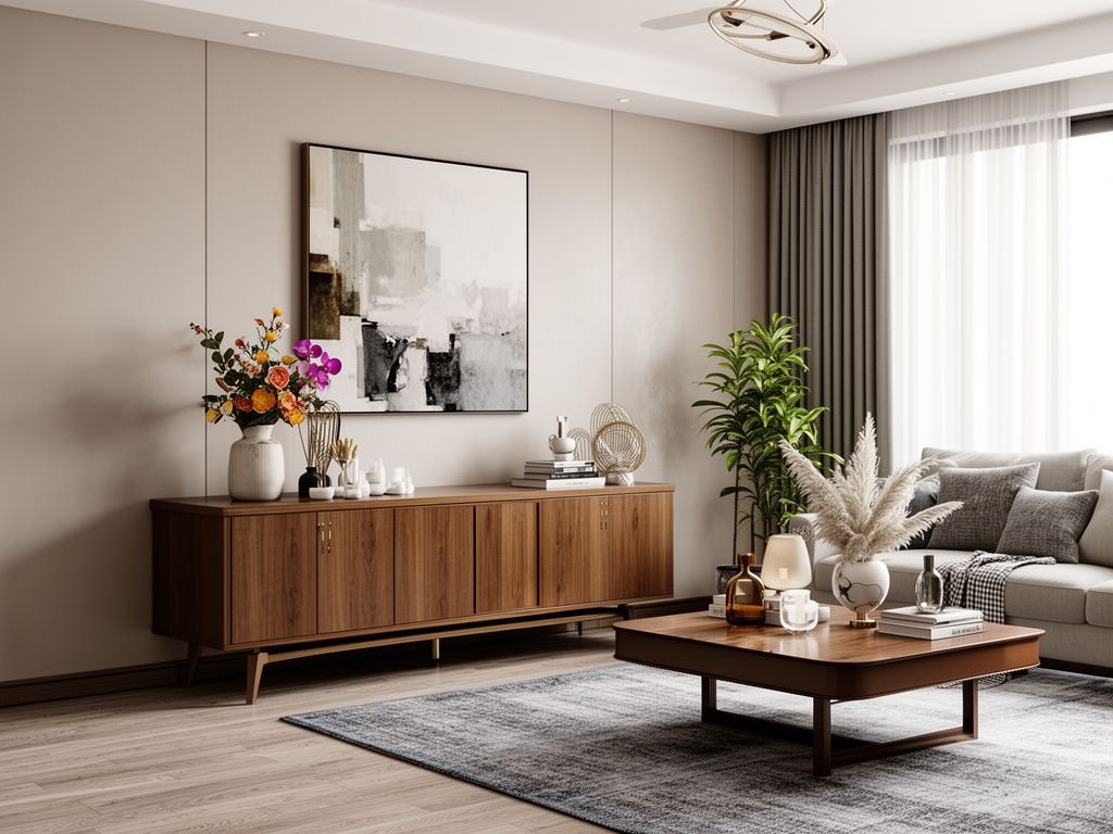 8 Ý Tưởng Đặt Đồ Vật Trong Tủ Mang Lại Sự Tinh Tế Cho Không Gian Sống 10 Ý tưởng 8: Kết hợp với cây xanh hoặc vật phẩm nghệ thuật - Ý tưởng đặt đồ vật trong tủ
