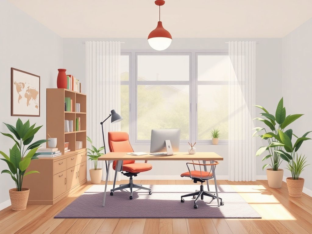 5 Cách Tận Dụng Ánh Sáng Cho Bàn Làm Việc Hiệu Quả 11 Minh họa phân bố ánh sáng trong một không gian làm việc