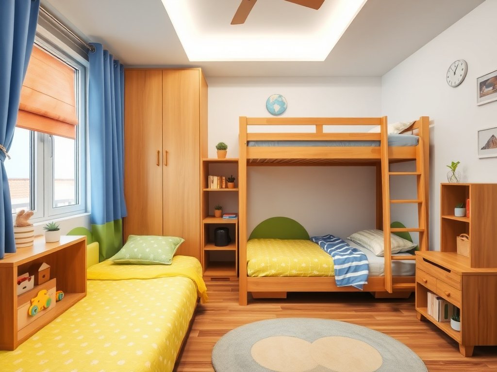Điều Nên Tránh Khi Dùng Giường Tầng: Bí Quyết Chọn Lựa An Toàn Cho Gia Đình 10 Phòng trẻ em gọn gàng với giường tầng tại Việt Nam