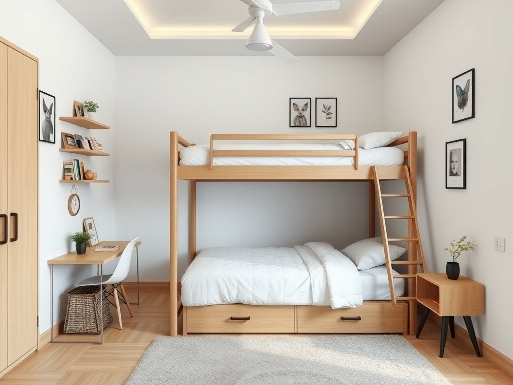 Phòng trẻ em đương đại Việt Nam với giường tầng thẩm mỹ và chức năng