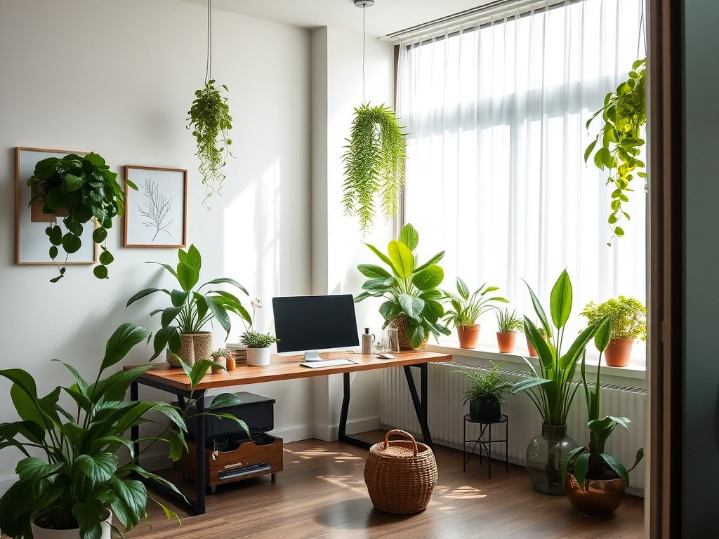5 Cách Tận Dụng Ánh Sáng Cho Bàn Làm Việc Hiệu Quả 13 Cây xanh và đồ trang trí tăng cường ánh sáng tự nhiên trong văn phòng