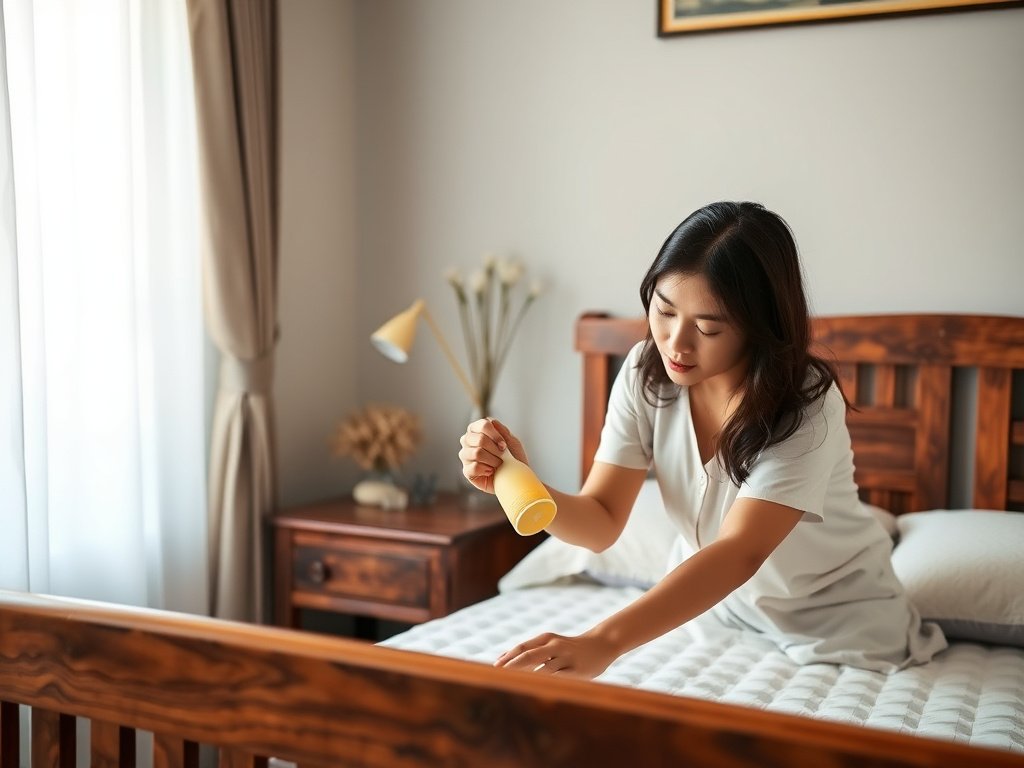 Phòng ngủ tối giản với khung giường kim loại trong căn hộ Việt