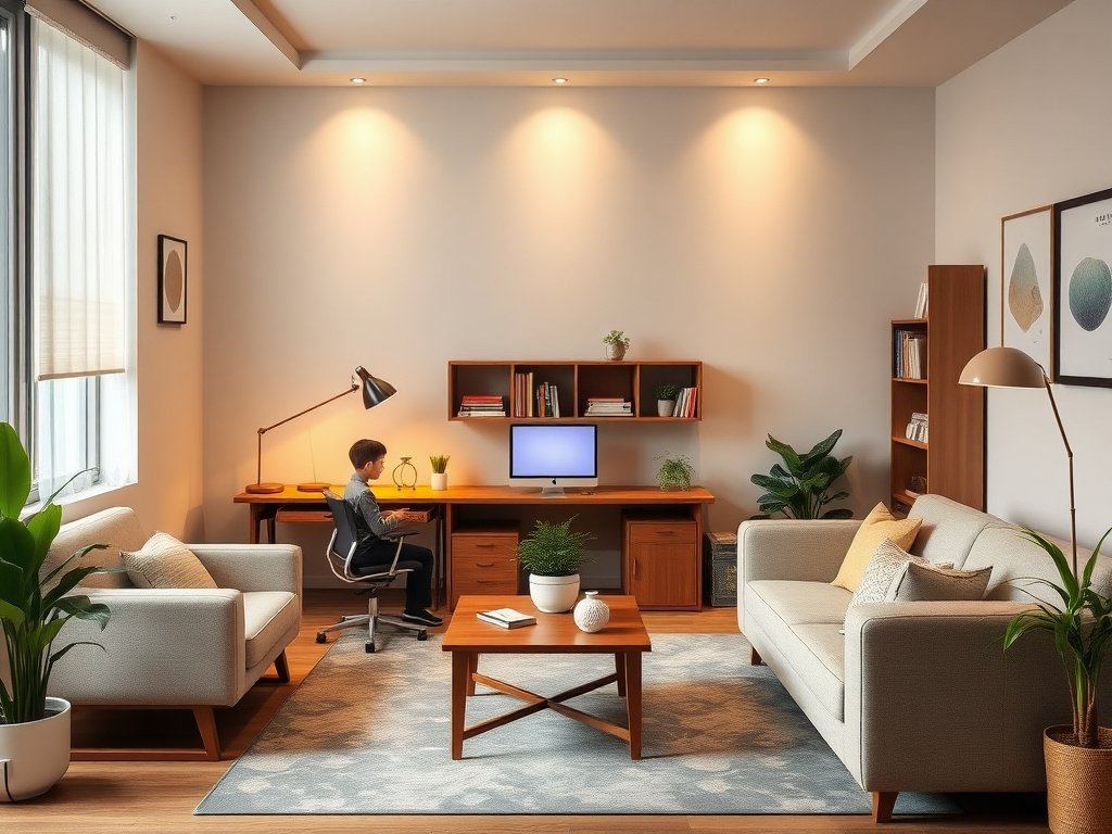 5 Cách Tận Dụng Ánh Sáng Cho Bàn Làm Việc Hiệu Quả 15 Gia đình Việt Nam bố trí nội thất văn phòng để tối ưu ánh sáng