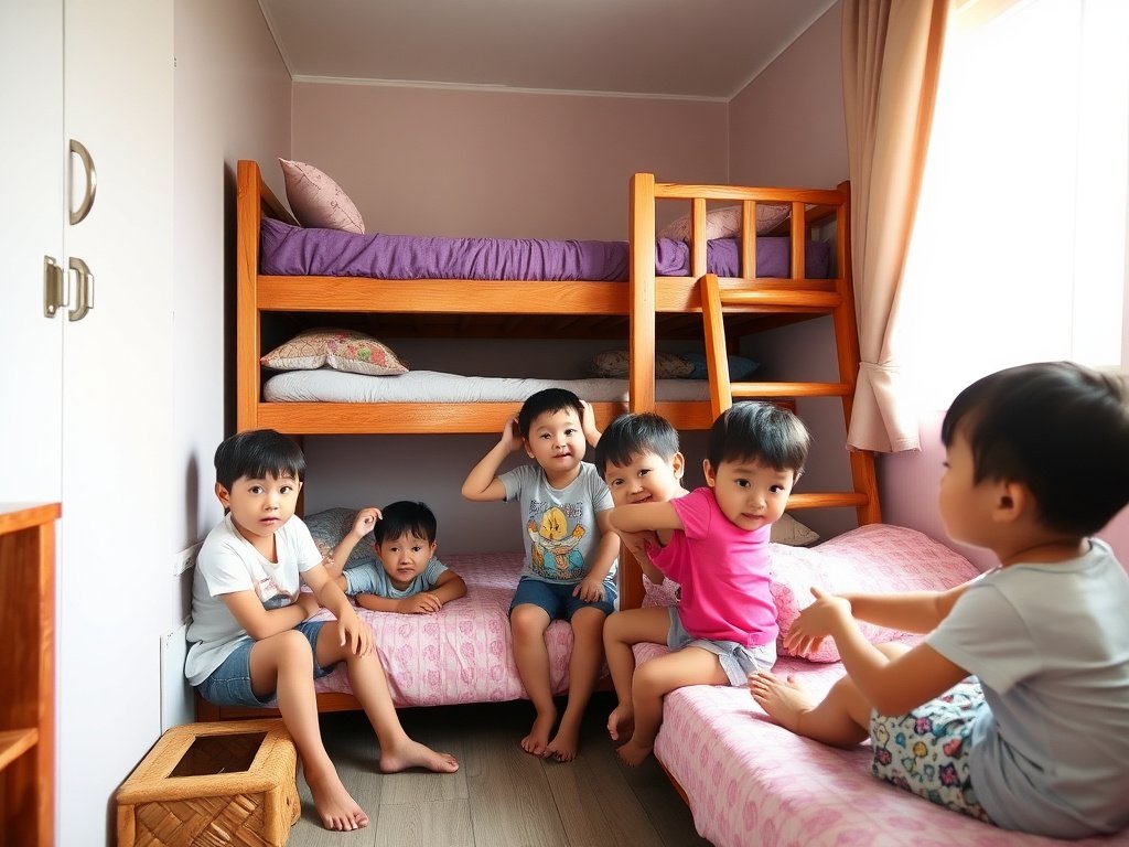 6 Bước Xử Lý Vết Trầy Giường Tầng Đơn Giản Tại Nhà 15 Trẻ em Việt Nam chơi quanh giường tầng bóng sạch