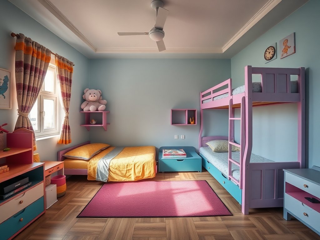 6 Bí Quyết Chọn Giường Tầng Giá Rẻ Mà Vẫn Bền Đẹp 9 Trẻ em Việt Nam leo thang giường tầng chắc chắn trong phòng gọn