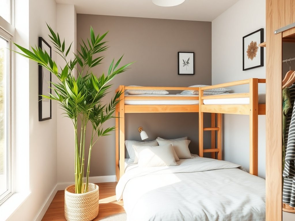 9 Loại Cây Phong Thủy Đặt Gần Giường Tầng Giúp Tăng Vượng Khí 8 Cặp đôi Việt Nam trẻ trang trí phòng ngủ với cây trầu bà nhỏ bên giường tầng