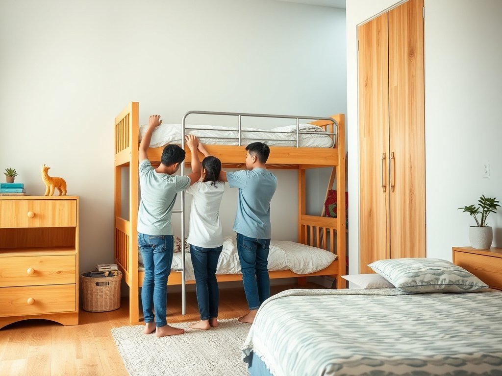 6 Bí Quyết Chọn Giường Tầng Giá Rẻ Mà Vẫn Bền Đẹp 3 Gia đình Việt Nam bố trí giường tầng trong phòng trẻ