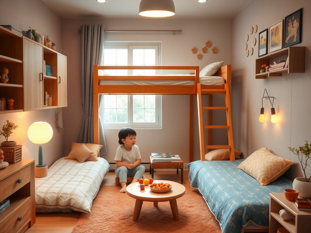 6 Bước Xử Lý Vết Trầy Giường Tầng Đơn Giản Tại Nhà 4 Phòng trẻ em ấm cúng với gia đình người Việt quanh giường tầng