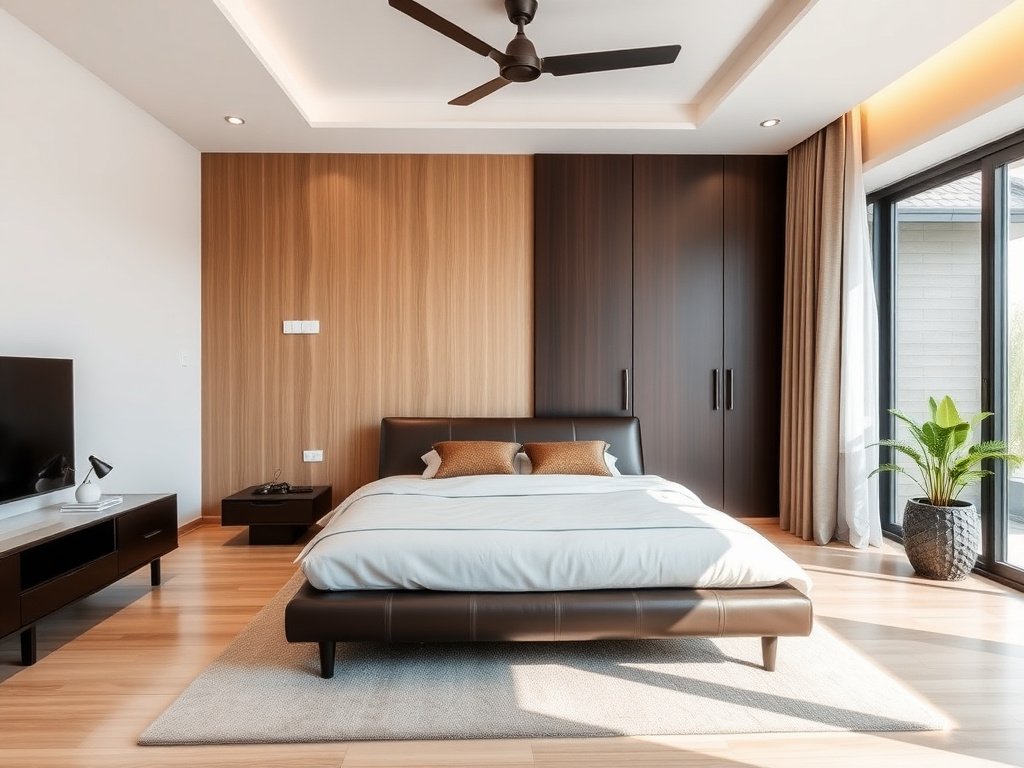 Gia đình Việt thư giãn trong phòng có giường da bóng.
