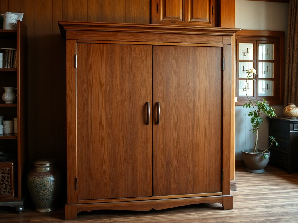 6 Cách Tránh Cong Vênh Tủ Gỗ Hiệu Quả Bạn Cần Biết 4 Gia đình Việt ngồi trong phòng khách có nội thất gỗ được bảo dưỡng tốt.