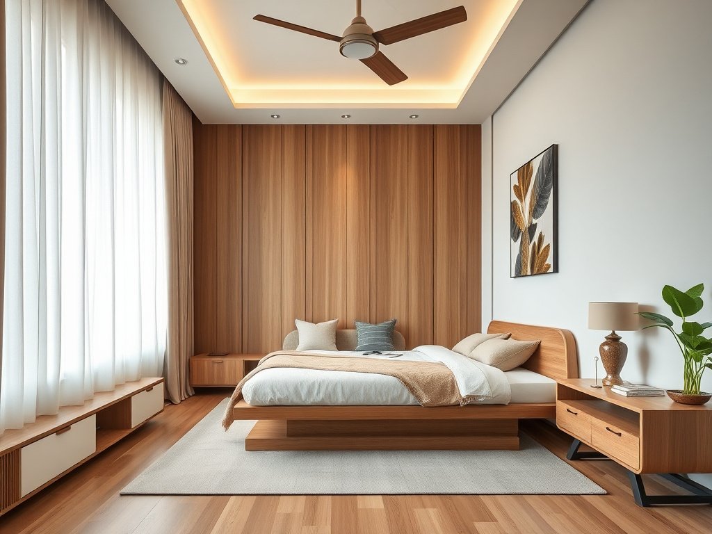 Cận cảnh khung giường gỗ được đánh bóng trong nhà Việt Nam