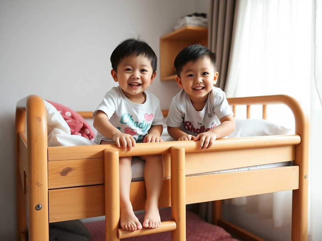 Điều Nên Tránh Khi Dùng Giường Tầng: Bí Quyết Chọn Lựa An Toàn Cho Gia Đình 5 Hai anh em Việt Nam vui chơi trên giường tầng