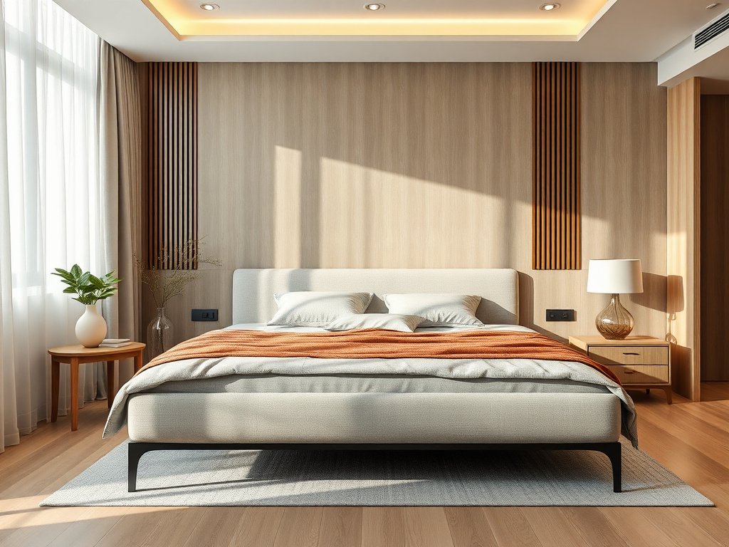 Bố trí giường vải hiện đại và sạch sẽ trong ngôi nhà Việt