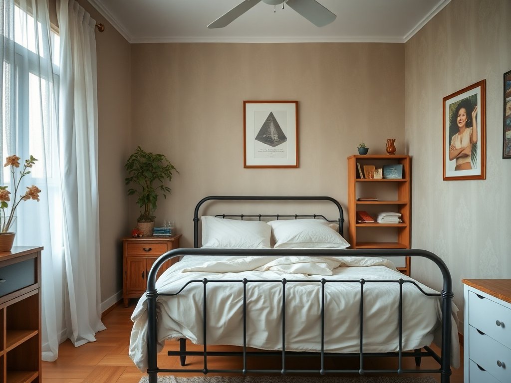 5 Cách Bảo Quản Giường Ngủ Kim Loại Hiệu Quả Và Đơn Giản Tại Nhà 4 Người phụ nữ Việt lau bụi giường kim loại trong phòng ngủ ấm cúng