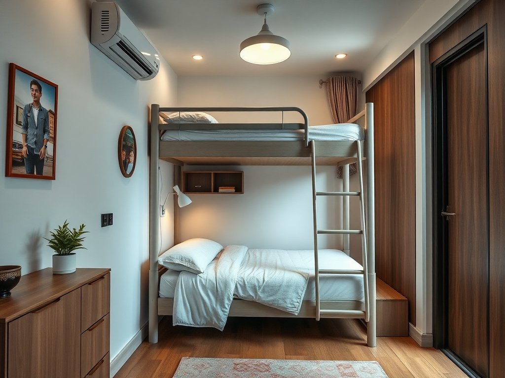 Căn hộ studio Việt Nam với giường tầng tiết kiệm không gian