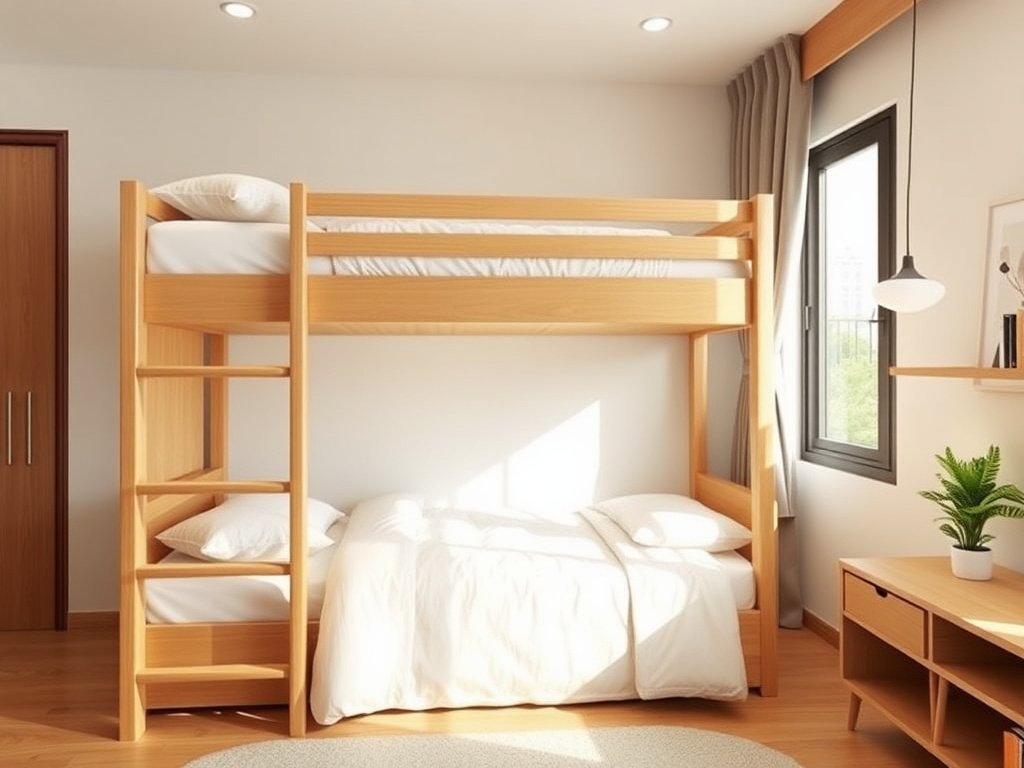 Điều Nên Tránh Khi Dùng Giường Tầng: Bí Quyết Chọn Lựa An Toàn Cho Gia Đình 7 Thiết kế giường tầng an toàn cho trẻ với chăn mềm mại