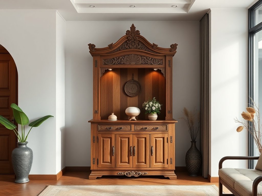 Khám Phá 8 Tính Năng Hiện Đại Của Tủ Thờ 5 Gia đình Việt sắp lễ tại tủ thờ hiện đại