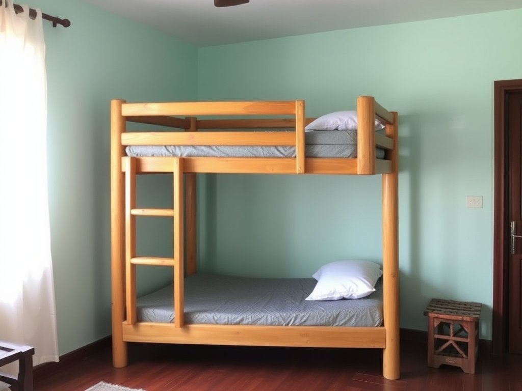 Điều Nên Tránh Khi Dùng Giường Tầng: Bí Quyết Chọn Lựa An Toàn Cho Gia Đình 8 Khung giường tầng chắc chắn bằng gỗ trong nhà Việt