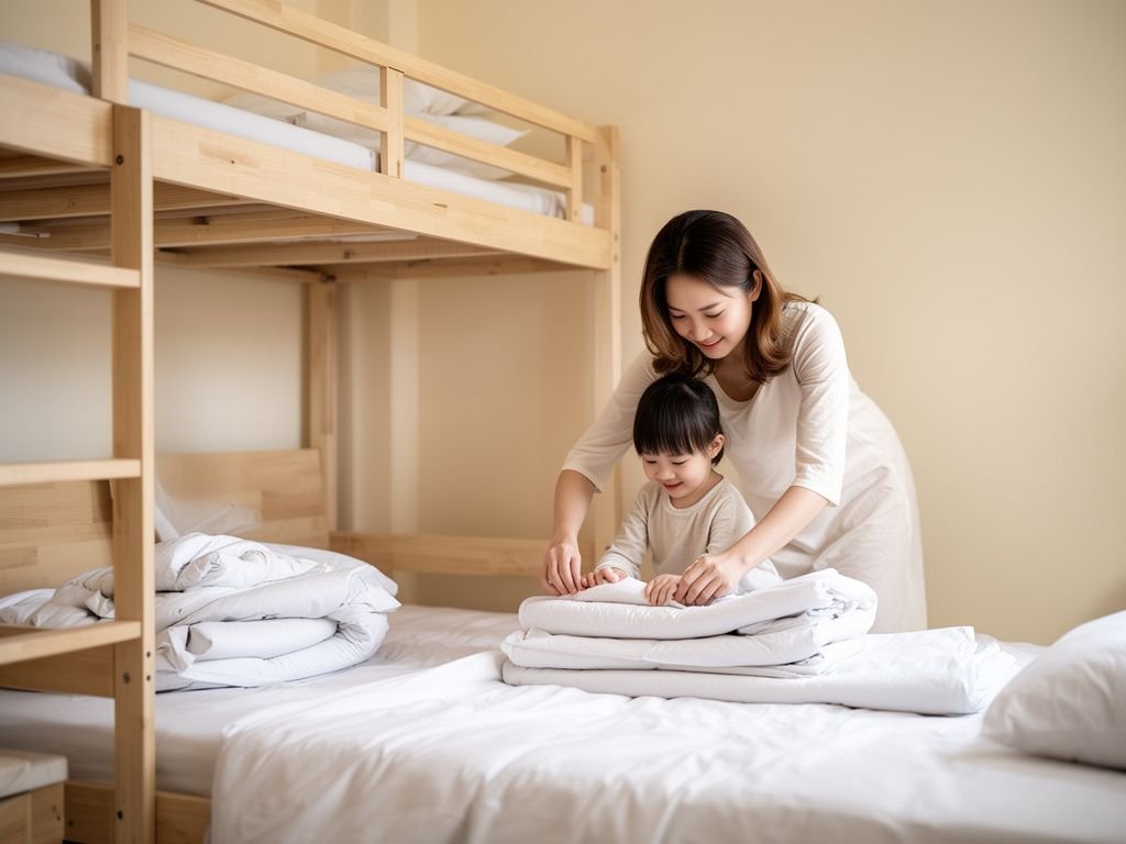 7 Bước Vệ Sinh Giường Tầng Định Kỳ Hiệu Quả 7 Cận cảnh thiết bị hút bụi dưới giường tầng trong căn nhà sáng sủa
