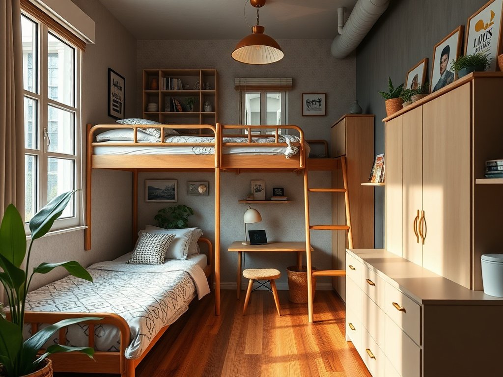 Nội thất Việt gọn gàng với giường tầng sắp xếp hợp lý