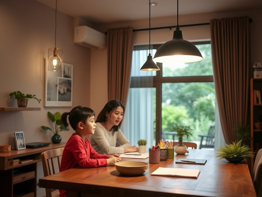 5 Cách Tận Dụng Ánh Sáng Cho Bàn Làm Việc Hiệu Quả 10 Gia đình thảo luận về lựa chọn ánh sáng trong nhà Việt Nam