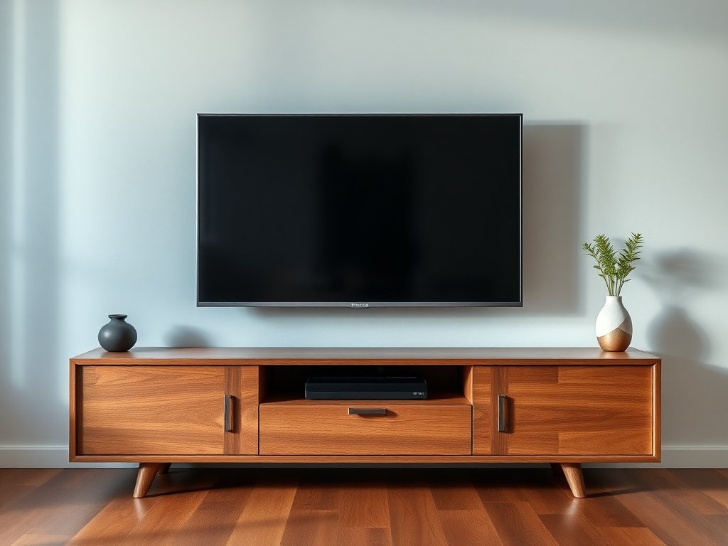 Người phụ nữ Việt Nam dán lớp bảo vệ lên kệ tivi