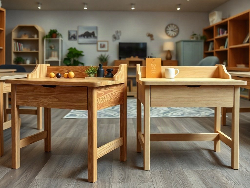 Hướng dẫn chọn bàn học cho bé mini tối ưu không gian và phong thủy 5 Khảo sát thực tế dòng gỗ thông dụng (Gỗ Sồi, Xoan đào, Óc chó) - bàn học cho bé mini