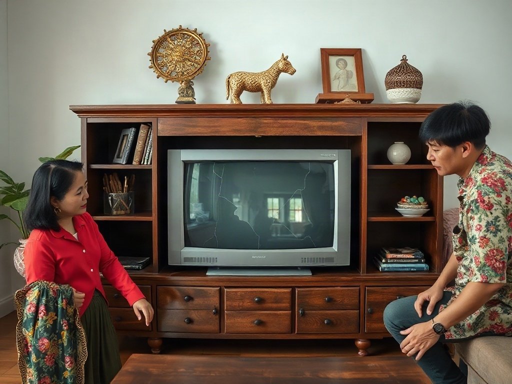 8 Dấu Hiệu Kệ Tivi Cần Thay Mới Để Tô Điểm Không Gian Sống 2 Dấu hiệu 1: Kệ tivi bị nứt hoặc hư hỏng - dấu hiệu kệ tivi cần thay mới