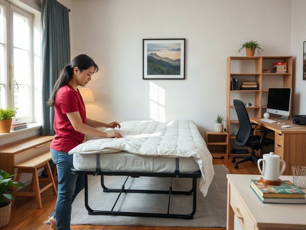 9 Cách Tận Dụng Giường Xếp Cho Khách Bất Ngờ: Giải Pháp Tiện Lợi Cho Không Gian Nhỏ 9 Cách 3: Tích hợp giường xếp trong thiết kế phòng chức năng - cách tận dụng giường xếp cho khách bất ngờ