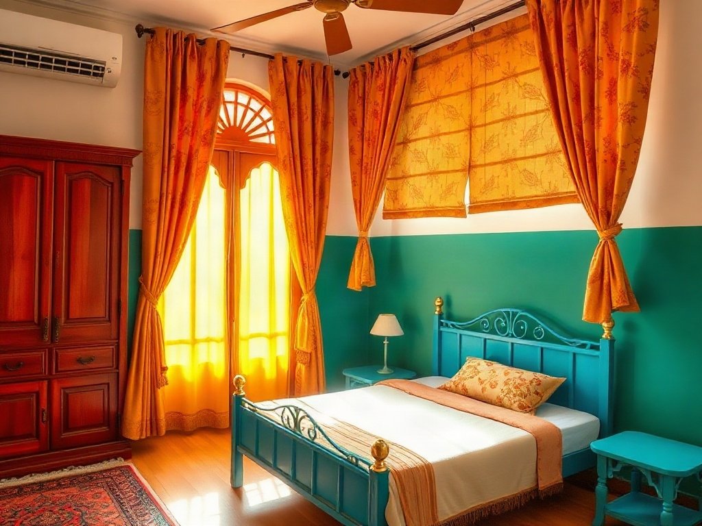 Vị Trí Đặt Giường Xếp - mẹo kết hợp giường xếp với rèm che nắng