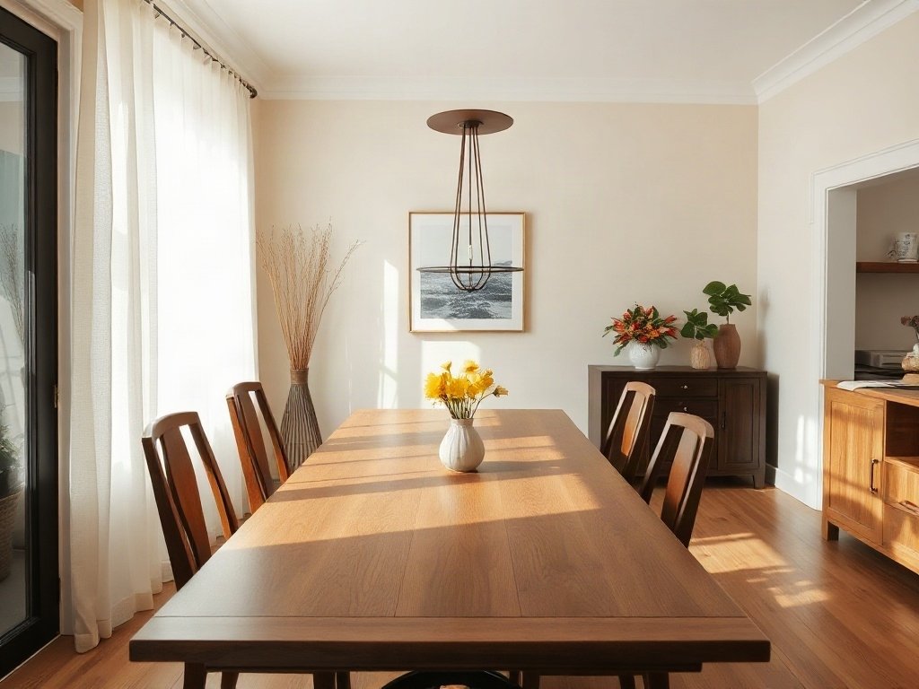 Kết Hợp Với Đèn Trang Trí - cách kết hợp bàn ăn gỗ với ánh sáng tự nhiên