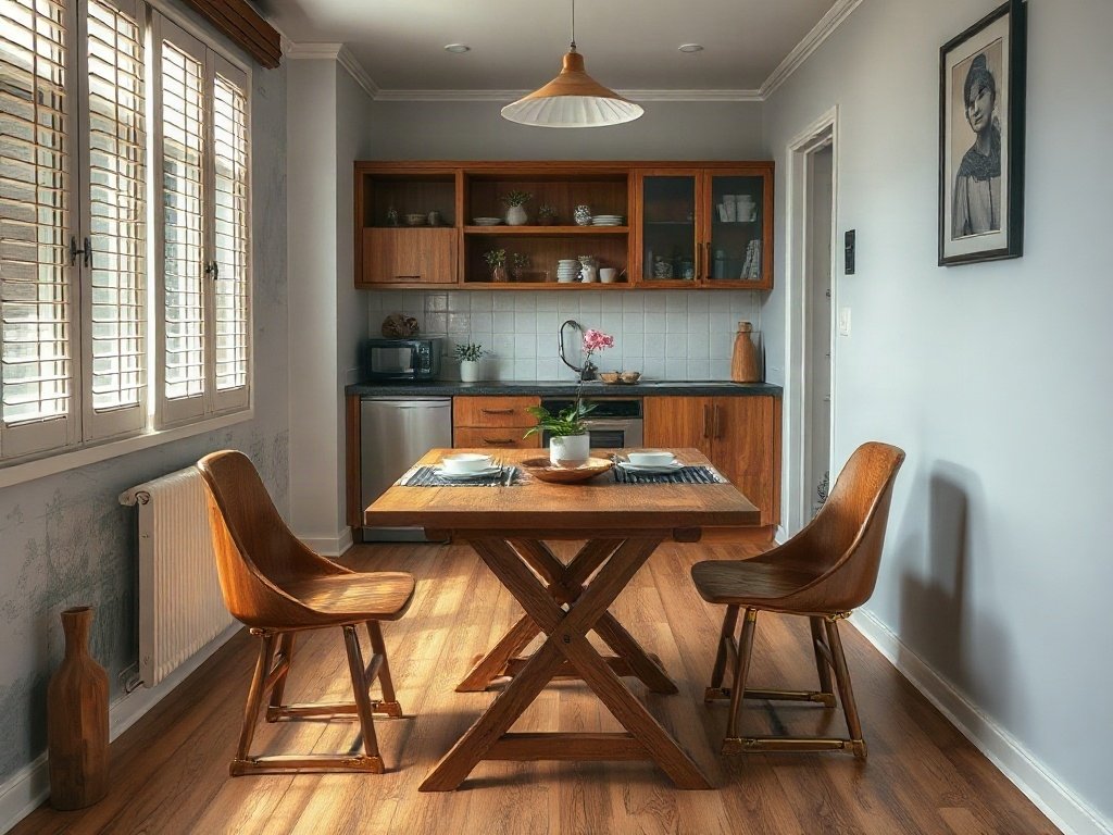 4 Kiểu Bàn Ăn Gỗ Tiết Kiệm Không Gian Sống Thịnh Hành 2 Kiểu 1: Bàn ăn gấp gọn - kiểu bàn ăn gỗ tiết kiệm không gian sống